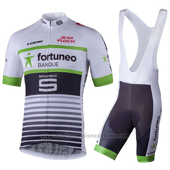 2018 Abbigliamento Ciclismo Fortuneo Samsic Bianco Manica Corta e Salopette